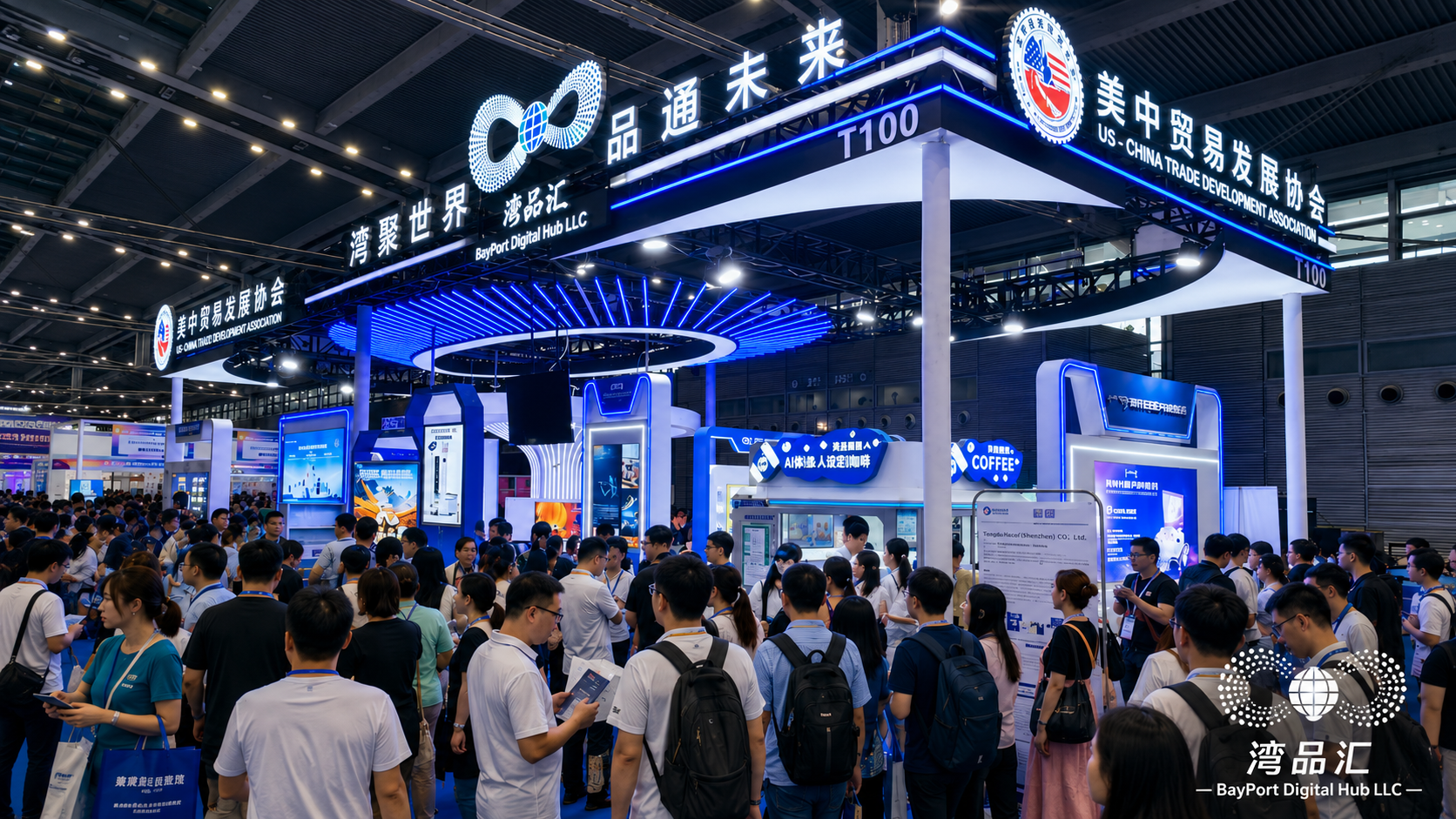 Visitors explore booths on the exhibition floor