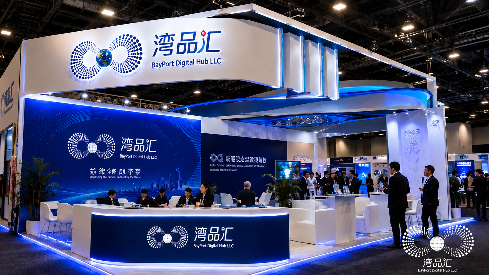 A wide view of the BayPort exhibition booth
